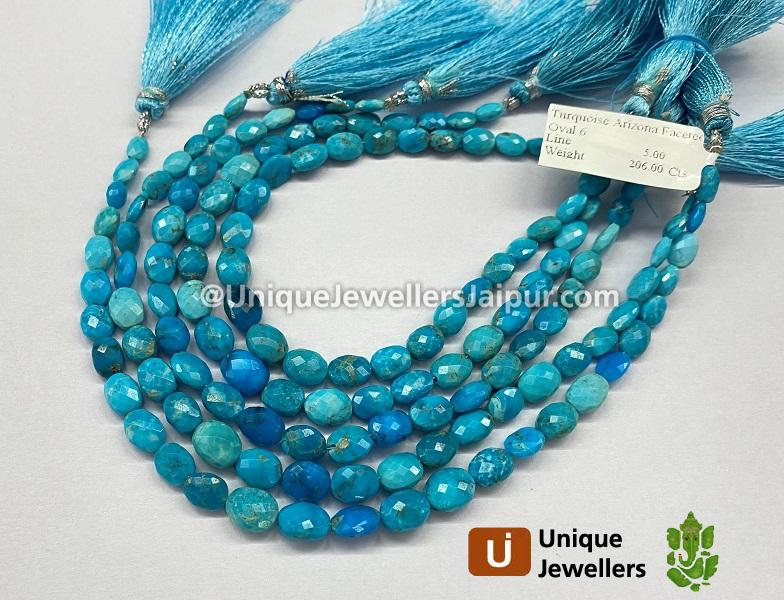 Turquoise Arizona Faceted Oval Beads